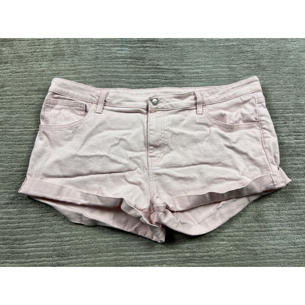 No Boundaries Jean Shorts Juniors 21 Pink Denim Cuffed High Rise Pockets